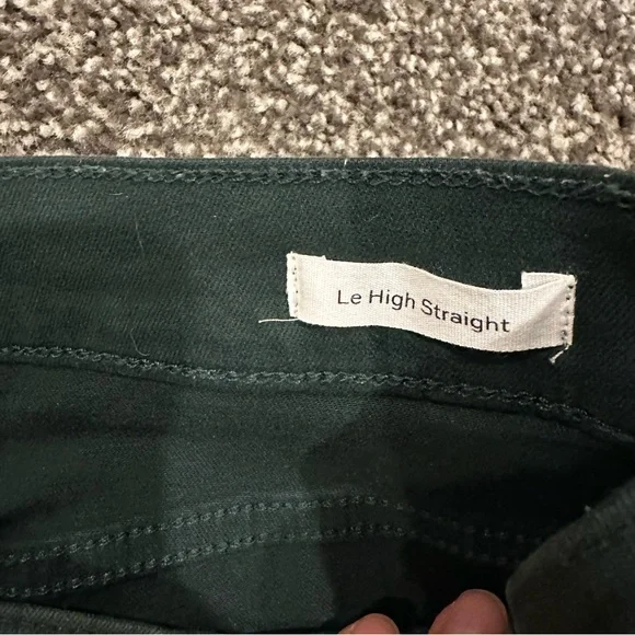 FRAME Le High Straight leg jeans | Raw Stagger Coated Jeans -green pine - Picture 9 of 14